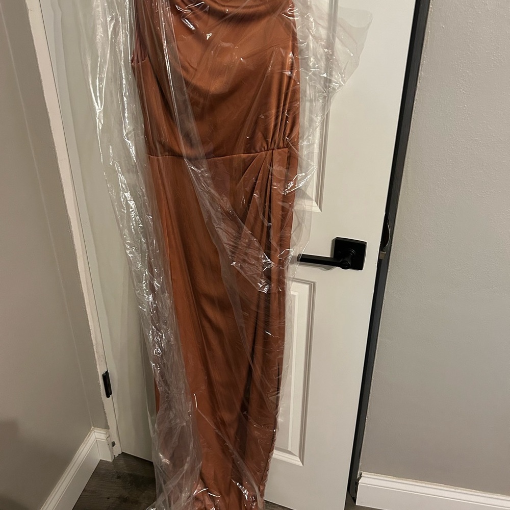 Mori Lee Elegant Spice Satin Dress - Picture 4 of 6